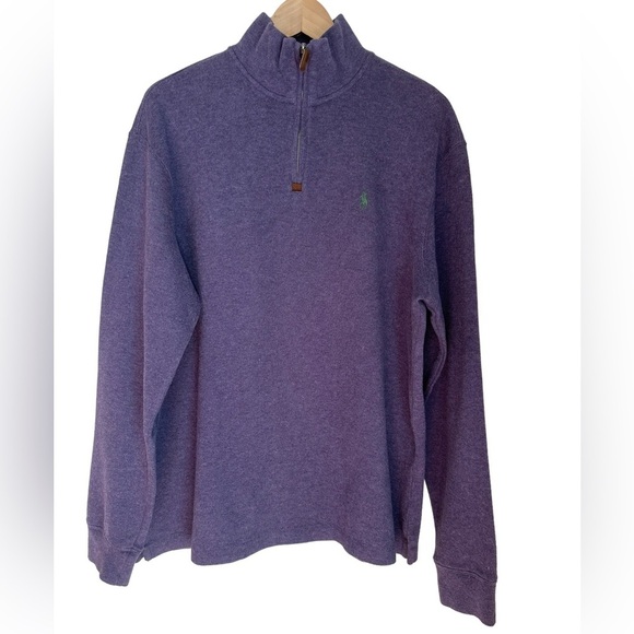 Polo By Ralph Lauren Mens Purple 1/4 Zip Long Sleeve Knit‎ Sweater Size L - Picture 3 of 11